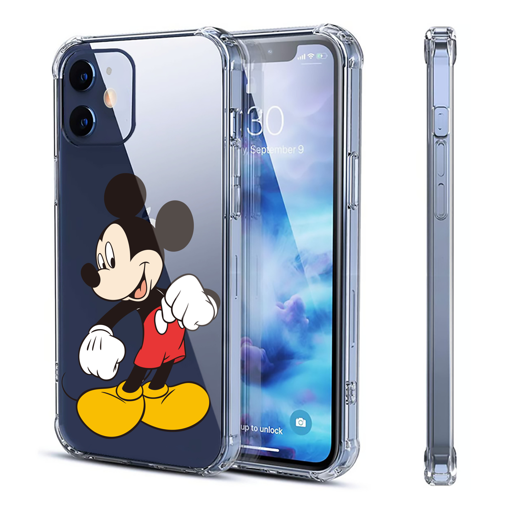 （画像用） ミッキーマウス Mickey Mouse 【iPhone 12シリーズ対応】透明スマホケース（クリアソフトケース）